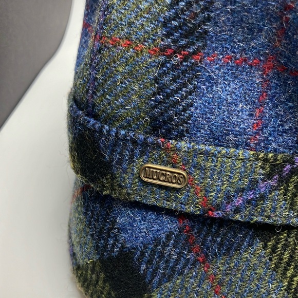 Mucros Weavers Tweed Flapper Cap Blue Green Plaid - Picture 5 of 8